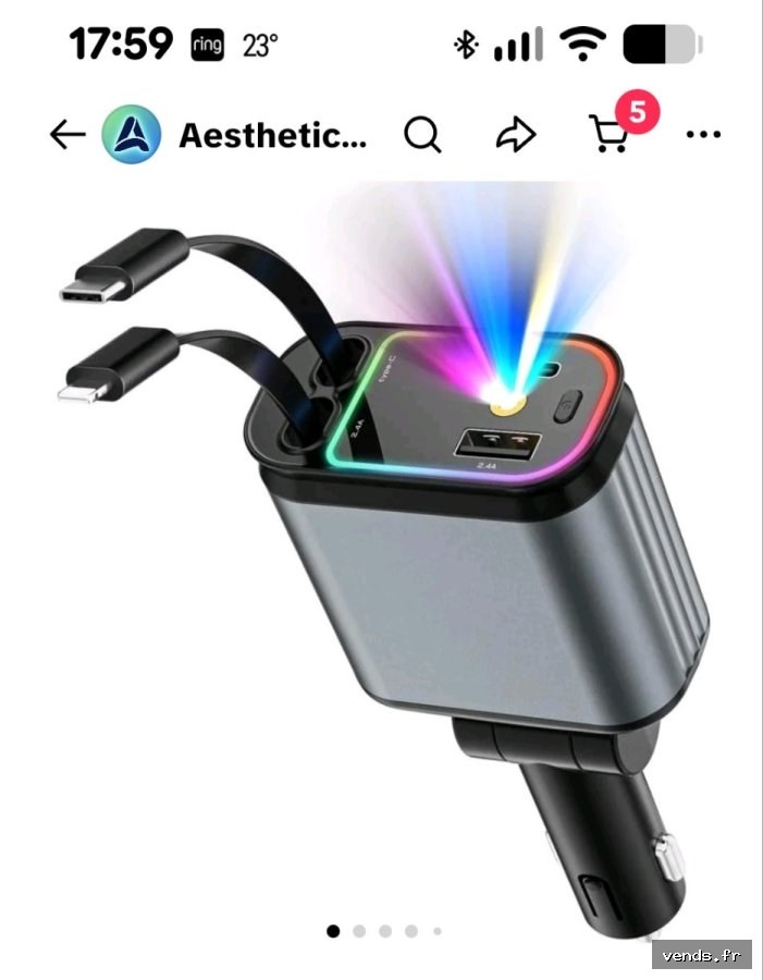 Chargeur voiture+support téléphone
