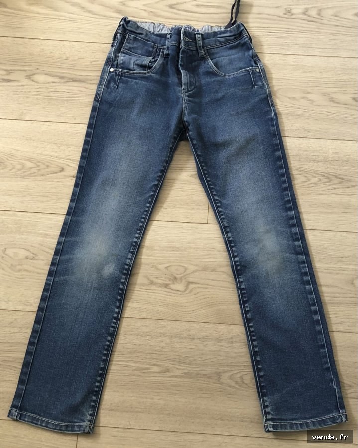 Jean slim garcon 10 ans 140 cm bleu délavé style vintage – très bon état