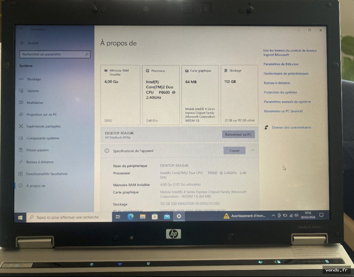 Ordinateur Portable HP Elitebook 6930P