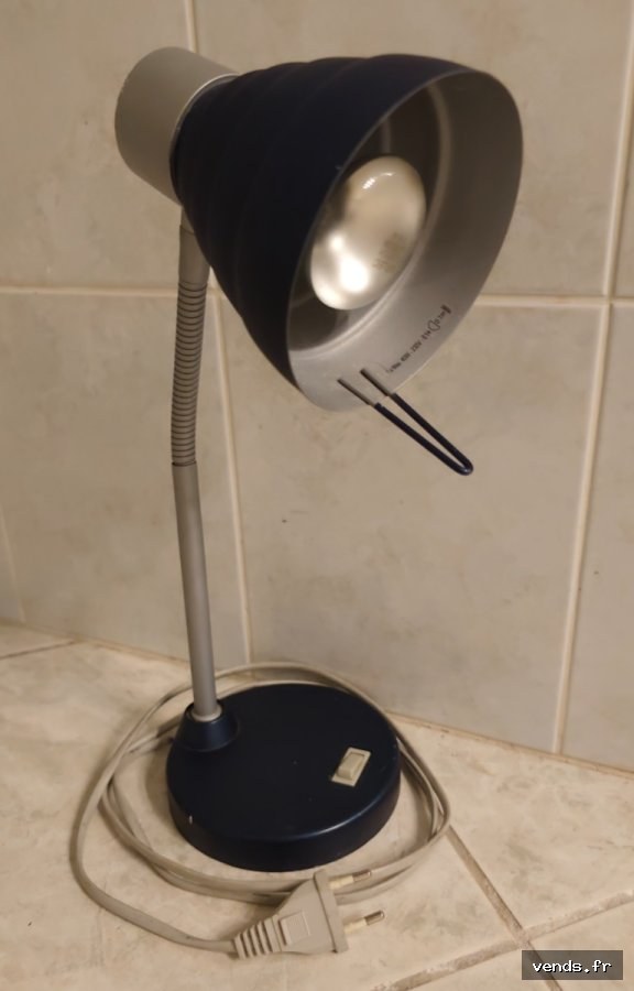 Lampe de bureau flexible col de cygne bleu marine & argent