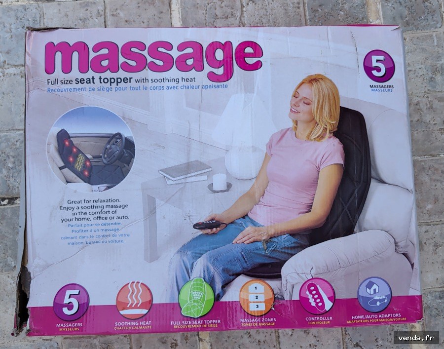 Siège massant chauffant 5 points de massage - Neuf en boîte