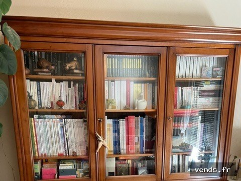 BIBLIOTHEQUE EN MERISIER MASSIF