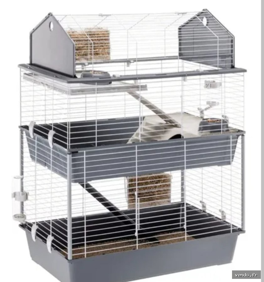 Grande cage 3 niveaux rongeurs lapins nains - Ferplast style