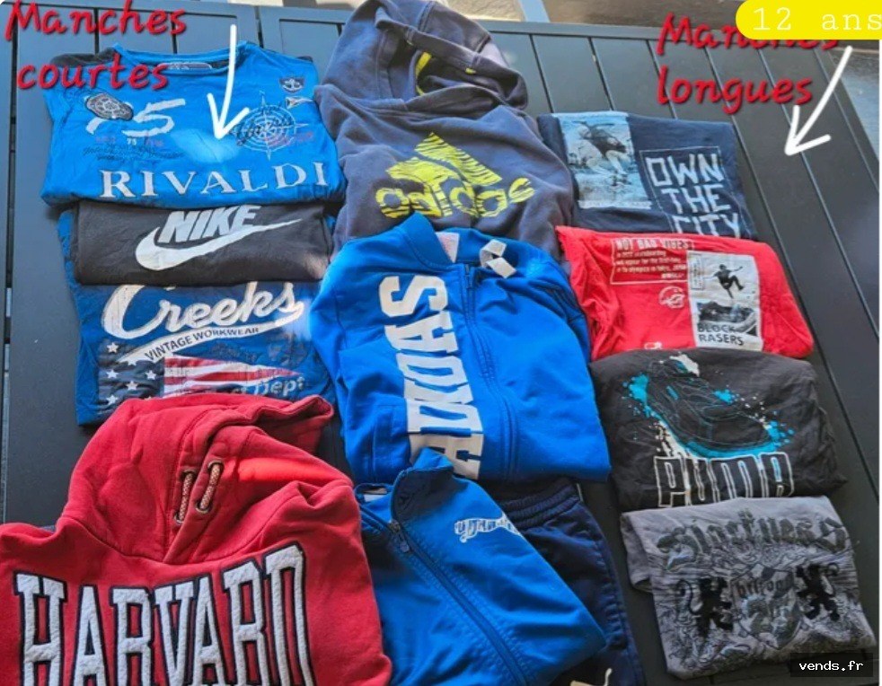 Lot vêtements garçon 12 ans Nike Adidas Harvard Puma 12 pièces