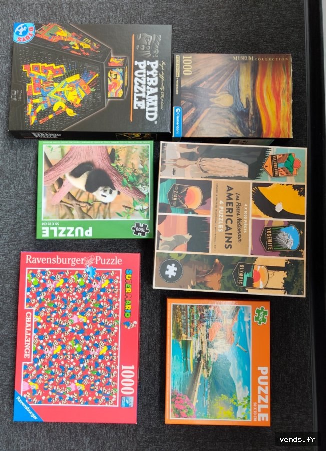 Lot de 5 puzzles - Ravensburger, Educa, Musée - 1000 pièces