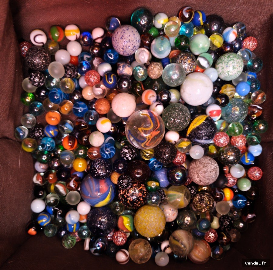 Lot de 150+ billes collection vintage - verres et agates