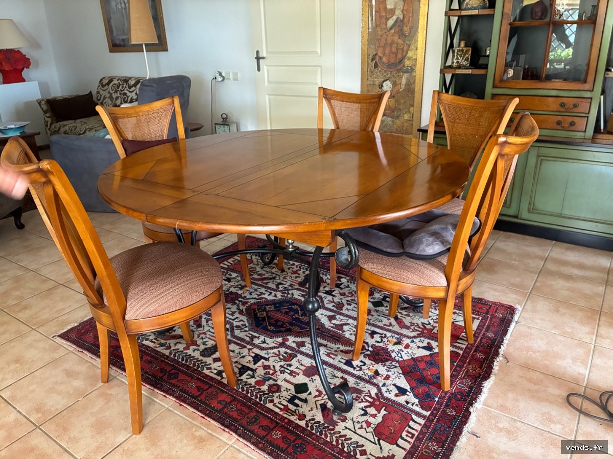 Ensemble table à manger ovale extensible + 6 chaises années 70